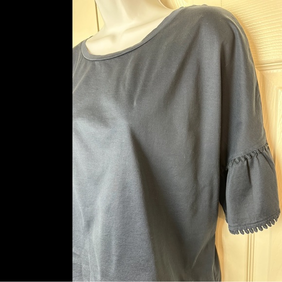 WEEKEND MAXMARA Nerone Bell Sleeve Tee Shirt Top Blouse Blue Mercerized Cotton - Picture 7 of 13